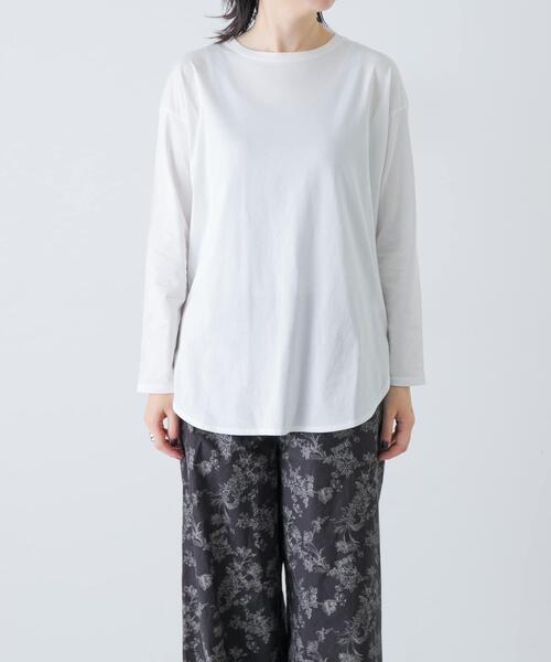 かぐれ(カグレ)の「コットンラウンドカットソー(Tシャツ/カットソー・レディース・チャコールグレー/オフホワイト・FREE)」の9枚目の写真