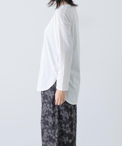 かぐれ(カグレ)の「コットンラウンドカットソー(Tシャツ/カットソー・レディース・チャコールグレー/オフホワイト・FREE)」の10枚目の写真