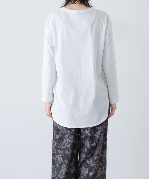 かぐれ(カグレ)の「コットンラウンドカットソー(Tシャツ/カットソー・レディース・チャコールグレー/オフホワイト・FREE)」の11枚目の写真