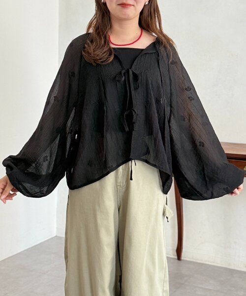 CPCM（シーピーシーエム）の「【前後2WAY】刺繍ワッシャー前リボンブラウス（シャツ/ブラウス・レディース・オフホワイト/ブラウン/ブラック/アイボリー・FREE）」の17枚目の写真