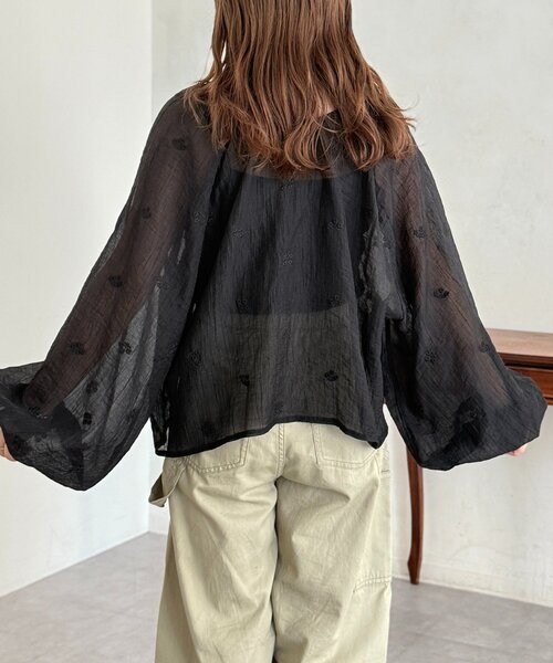 CPCM（シーピーシーエム）の「【前後2WAY】刺繍ワッシャー前リボンブラウス（シャツ/ブラウス・レディース・オフホワイト/ブラウン/ブラック/アイボリー・FREE）」の12枚目の写真