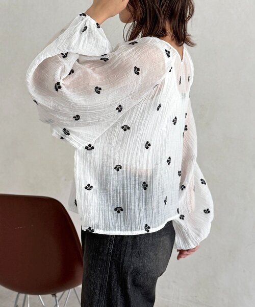 CPCM（シーピーシーエム）の「【前後2WAY】刺繍ワッシャー前リボンブラウス（シャツ/ブラウス・レディース・オフホワイト/ブラウン/ブラック/アイボリー・FREE）」の11枚目の写真