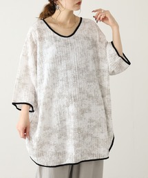 BRINGS 配色パイピングビッグシルエットTシャツ 半端袖