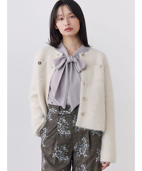 TONAL（トーナル）の「アンゴラ金釦ニットジャケット（カーディガン/ボレロ・レディース・ネイビー/キャメル/アイボリー/グレー・MEDIUM）」の7枚目の写真