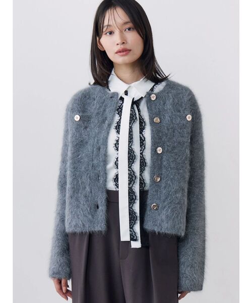 TONAL（トーナル）の「アンゴラ金釦ニットジャケット（カーディガン/ボレロ・レディース・ネイビー/キャメル/アイボリー/グレー・MEDIUM）」の14枚目の写真