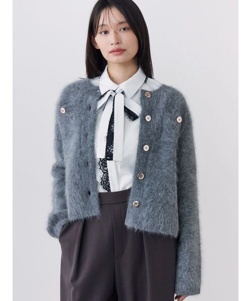 TONAL（トーナル）の「アンゴラ金釦ニットジャケット（カーディガン/ボレロ・レディース・ネイビー/キャメル/アイボリー/グレー・MEDIUM）」の17枚目の写真