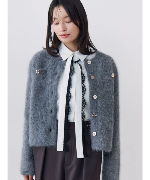 TONAL（トーナル）の「アンゴラ金釦ニットジャケット（カーディガン/ボレロ・レディース・ネイビー/キャメル/アイボリー/グレー・MEDIUM）」の18枚目の写真