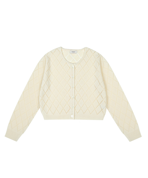 VLETI（ブレッティ）の「Summer Linen Diamond Round Knit Cardigan (cream)（カーディガン/ボレロ・レディース・クリーム・FREE）」の2枚目の写真