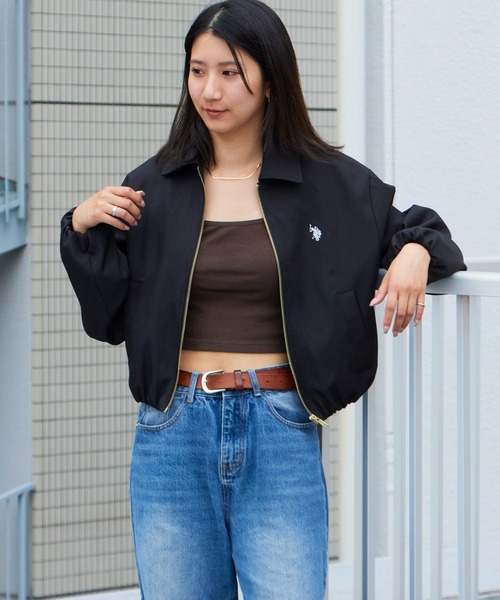 U.S. POLO ASSN.(ユーエスポロアッスン)の「U.S. POLO ASSN./ユーエスポロアッスン クロップドブルゾン ワンポイント刺繍ロゴ 短丈 ショート丈 レディース 2026年秋冬 秋服 冬服(ブルゾン・レディース・ブラック/ベージュ/ブラウン・M/L)」の15枚目の写真