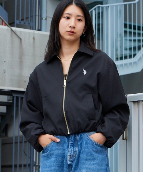U.S. POLO ASSN.(ユーエスポロアッスン)の「U.S. POLO ASSN./ユーエスポロアッスン クロップドブルゾン ワンポイント刺繍ロゴ 短丈 ショート丈 レディース 2026年秋冬 秋服 冬服(ブルゾン・レディース・ブラック/ベージュ/ブラウン・M/L)」の14枚目の写真