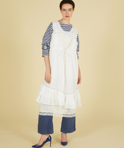 crinkle crinkle crinkle(クリンクルクリンクルクリンクル)の「【crinkle crinkle crinkle】dot cami layer onepiece/ドットキャミレイヤーワンピース(ワンピース・レディース・ブラック/ホワイト・FREE)」の5枚目の写真