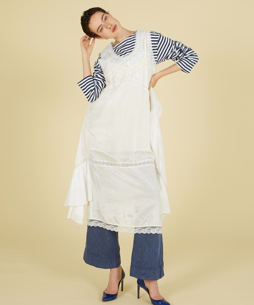 crinkle crinkle crinkle(クリンクルクリンクルクリンクル)の「【crinkle crinkle crinkle】dot cami layer onepiece/ドットキャミレイヤーワンピース(ワンピース・レディース・ブラック/ホワイト・FREE)」の8枚目の写真