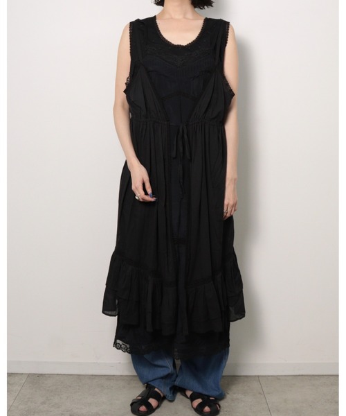 crinkle crinkle crinkle(クリンクルクリンクルクリンクル)の「【crinkle crinkle crinkle】dot cami layer onepiece/ドットキャミレイヤーワンピース(ワンピース・レディース・ブラック/ホワイト・FREE)」の13枚目の写真