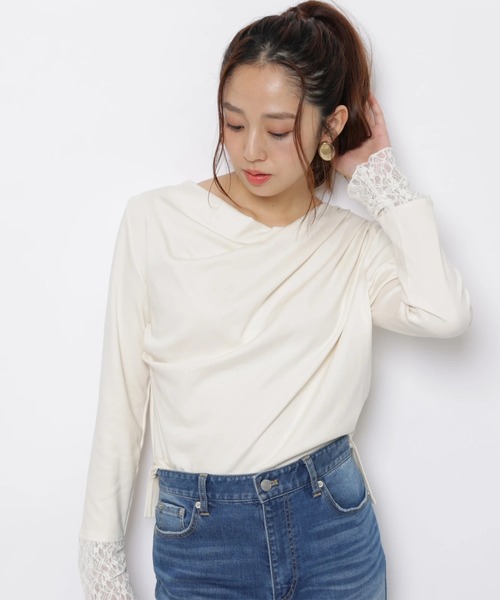 JUSGLITTY(ジャスグリッティー)の「レイヤードドレープカットソー(Tシャツ/カットソー・レディース・オフホワイト・2)」の2枚目の写真