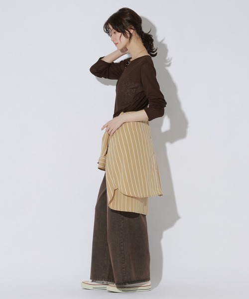 LAKOLE(ラコレ)の「スラブヘンリーネック長袖 / 1064367(Tシャツ/カットソー・レディース・パープル/アイボリー/ブラック/ブラウン・FREE)」の11枚目の写真