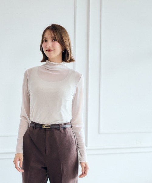 12Twelve Agenda（トゥエルブ　アジェンダ）の「フィンガースリットシアーハイネックカットソープルオーバー（Tシャツ/カットソー・レディース・オフホワイト/ブラウン/ブラック・M）」の11枚目の写真