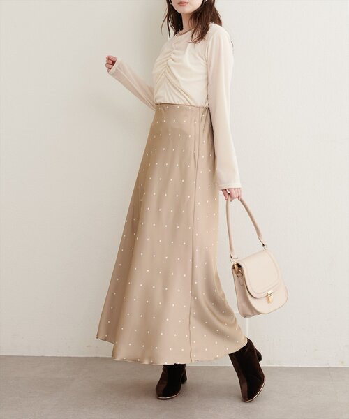 natural couture(ナチュラルクチュール)の「ドット柄リバーシブルスカート(スカート・レディース・ライトベージュ/ブラック/アイボリー・FREE)」の21枚目の写真