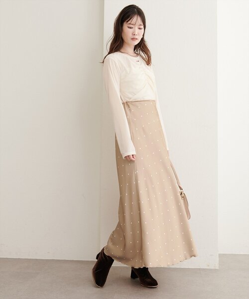 natural couture(ナチュラルクチュール)の「ドット柄リバーシブルスカート(スカート・レディース・ライトベージュ/ブラック/アイボリー・FREE)」の22枚目の写真