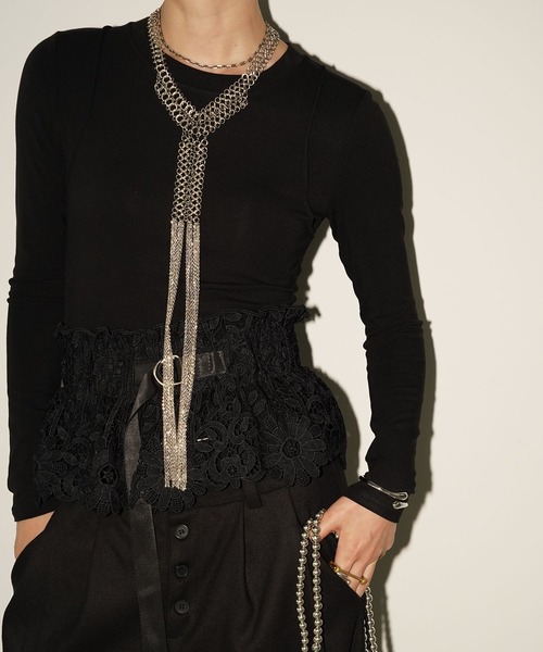 chuclla(チュクラ)の「レイヤードライク ロングスリーブトップス chw26a101(Tシャツ/カットソー・レディース・ブラック/ホワイト・FREE)」の10枚目の写真