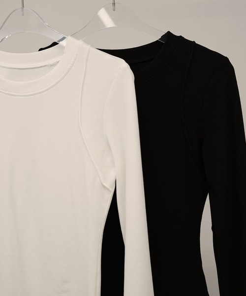 chuclla(チュクラ)の「レイヤードライク ロングスリーブトップス chw26a101(Tシャツ/カットソー・レディース・ブラック/ホワイト・FREE)」の19枚目の写真