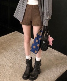 スリムリブニットショートパンツ