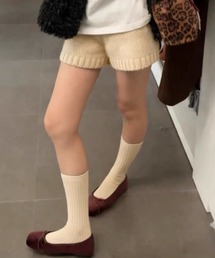 スリムリブニットショートパンツ