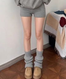 スリムリブニットショートパンツ