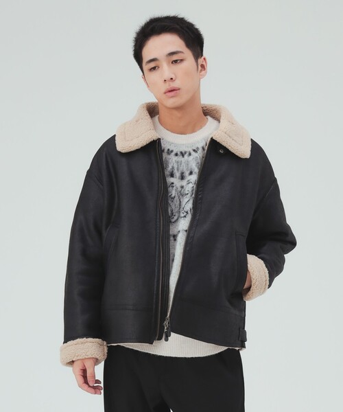 BEAMS HEART(ビームスハート)の「フェイクムートン B3 ブルゾン(ブルゾン・メンズ・ブラック/ブラウン・MEDIUM/SMALL/LARGE)」の5枚目の写真