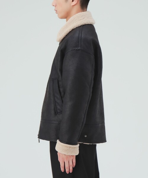 BEAMS HEART(ビームスハート)の「フェイクムートン B3 ブルゾン(ブルゾン・メンズ・ブラック/ブラウン・MEDIUM/SMALL/LARGE)」の8枚目の写真