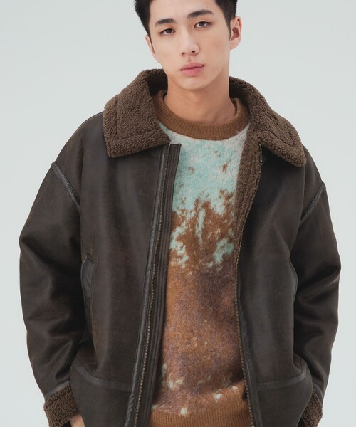 BEAMS HEART(ビームスハート)の「フェイクムートン B3 ブルゾン(ブルゾン・メンズ・ブラック/ブラウン・MEDIUM/SMALL/LARGE)」の2枚目の写真