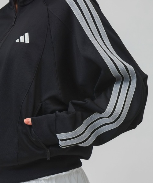 adidas（アディダス）の「アディダス adidas スタジアム ピケ ルーズフィット トラックトップ（ジャージ・レディース・トップグレー/ベージュ/スモークピンク/ブラック×ホワイト・L/XL/M/S）」の19枚目の写真