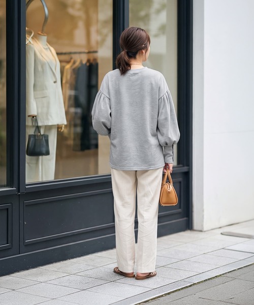 STYLE DELI(スタイルデリ)の「【DELI by】抜け感ランタンスリーブプルオーバートップス(Tシャツ/カットソー・レディース・ブラック/グレー・M)」の10枚目の写真