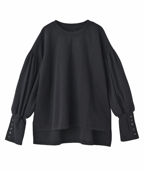 STYLE DELI(スタイルデリ)の「【DELI by】抜け感ランタンスリーブプルオーバートップス(Tシャツ/カットソー・レディース・ブラック/グレー・M)」の11枚目の写真