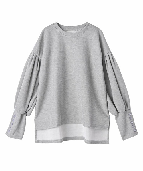 STYLE DELI(スタイルデリ)の「【DELI by】抜け感ランタンスリーブプルオーバートップス(Tシャツ/カットソー・レディース・ブラック/グレー・M)」の12枚目の写真