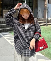 アソートチェックシャツフーディー