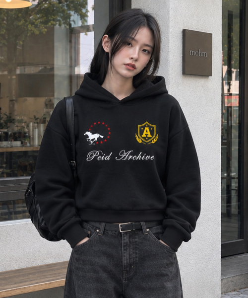 PEID(ペイド)の「PD ビッグボールス セミクロップフーディー 2color(パーカー・レディース・ブラック/アッシュグレー・X-LARGE/XX-LARGE)」の3枚目の写真