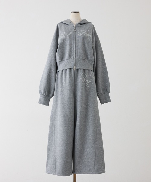 one after another NICE CLAUP(ワンアフターアナザーナイスクラップ)の「【セットアップ可能/パーカー別売り】キラキラビジューロゴパンツ(スウェットパンツ・レディース・ブラック/ピンク/ミント/杢グレー・SMALL/MEDIUM)」の5枚目の写真
