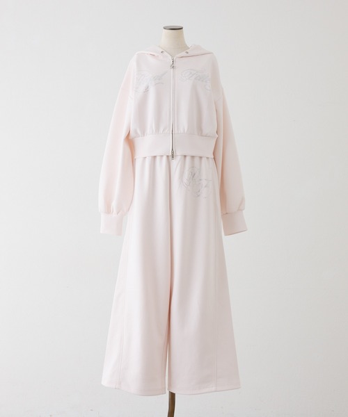 one after another NICE CLAUP(ワンアフターアナザーナイスクラップ)の「【セットアップ可能/パーカー別売り】キラキラビジューロゴパンツ(スウェットパンツ・レディース・ブラック/ピンク/ミント/杢グレー・SMALL/MEDIUM)」の7枚目の写真