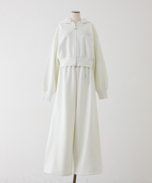 one after another NICE CLAUP(ワンアフターアナザーナイスクラップ)の「【セットアップ可能/パーカー別売り】キラキラビジューロゴパンツ(スウェットパンツ・レディース・ブラック/ピンク/ミント/杢グレー・SMALL/MEDIUM)」の6枚目の写真