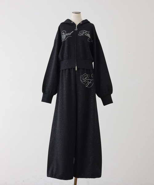 one after another NICE CLAUP(ワンアフターアナザーナイスクラップ)の「【セットアップ可能/パーカー別売り】キラキラビジューロゴパンツ(スウェットパンツ・レディース・ブラック/ピンク/ミント/杢グレー・SMALL/MEDIUM)」の8枚目の写真