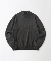 SOFT YARN MOCK NECK KNIT SWEATER_CHARCOAL