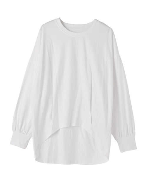 STYLE DELI(スタイルデリ)の「【DELI by】コットン100%バックロングプルオーバー(Tシャツ/カットソー・レディース・ホワイト/グレー系その他/ブラック・M)」の12枚目の写真