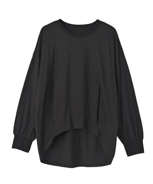 STYLE DELI(スタイルデリ)の「【DELI by】コットン100%バックロングプルオーバー(Tシャツ/カットソー・レディース・ホワイト/グレー系その他/ブラック・M)」の13枚目の写真