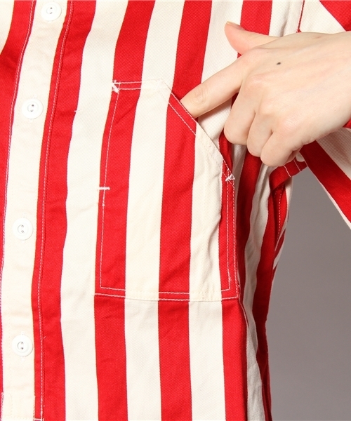 BEAMS BOY（ビームスボーイ）の「△BEAMS BOY / ストライプ 超チビレギュラーカラー（シャツ/ブラウス・レディース・レッド/ネイビー・ONE SIZE）」の8枚目の写真