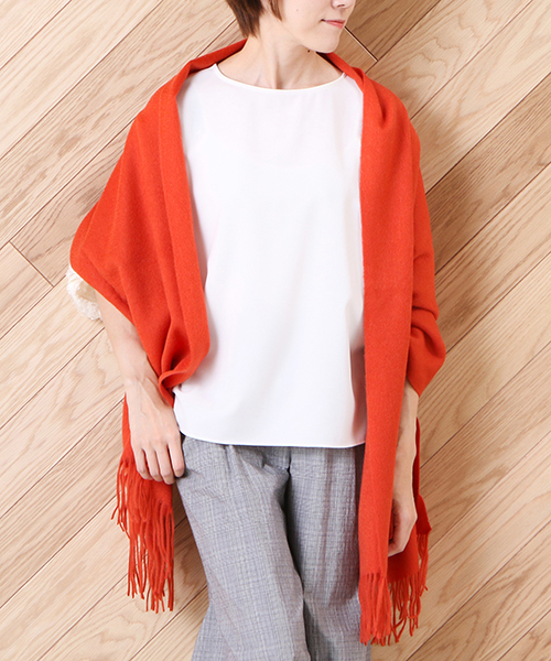 un dix cors（アンディコール）の「ウール無地ストール（ストール/ショール・レディース・ブラウン/オレンジ・ﾌﾘ-）」の7枚目の写真