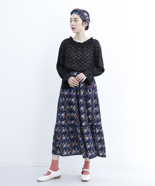 merlot plus(メルロープリュス)の「お花の少女柄スカート7477(スカート・レディース・ホワイト/ブラック・FREE)」の8枚目の写真