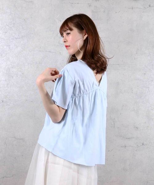 lala Born(ララボーン)の「【lalaBorn/ララボーン】シャンブレーギャザーブラウス(シャツ/ブラウス・レディース・ホワイト/サックスブルー/ラベンダー/ミント・FREE)」の16枚目の写真