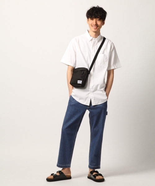 GLOBAL WORK（グローバルワーク）の「ピンオックスレギュラーシャツ半袖【抗菌防臭】/790239（シャツ/ブラウス・メンズ・ネイビー/ホワイト/イエロー・MEDIUM/SMALL/X-LARGE/LARGE）」の4枚目の写真