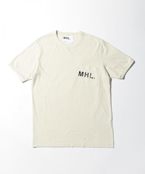 MHL.（エムエイチエル）の「【別注】 ＜MHL.＞ UNIFORM LOGO TEE/Tシャツ（Tシャツ/カットソー・メンズ・ネイビー/ブラック/ホワイト・MEDIUM/SMALL/LARGE/X-LARGE）」の2枚目の写真