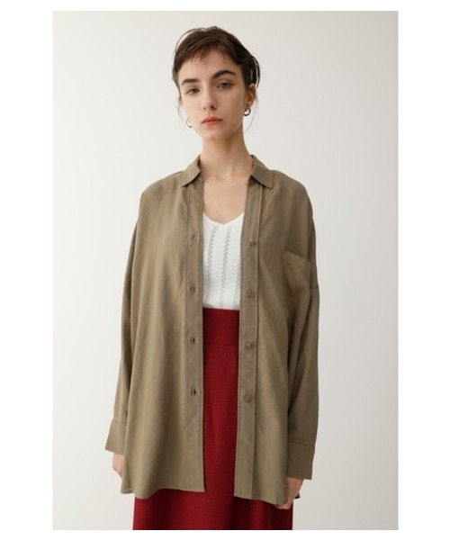 MOUSSY（マウジー）の「OVER SILHOUETTE SHIRT（シャツ/ブラウス・レディース・アイボリー/ライトカーキ/ピンク/ブラック・FREE）」の4枚目の写真